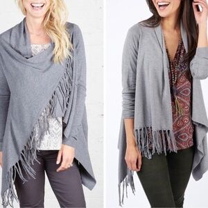 Lovestitch Fringe Wrap Cardigan Sweater